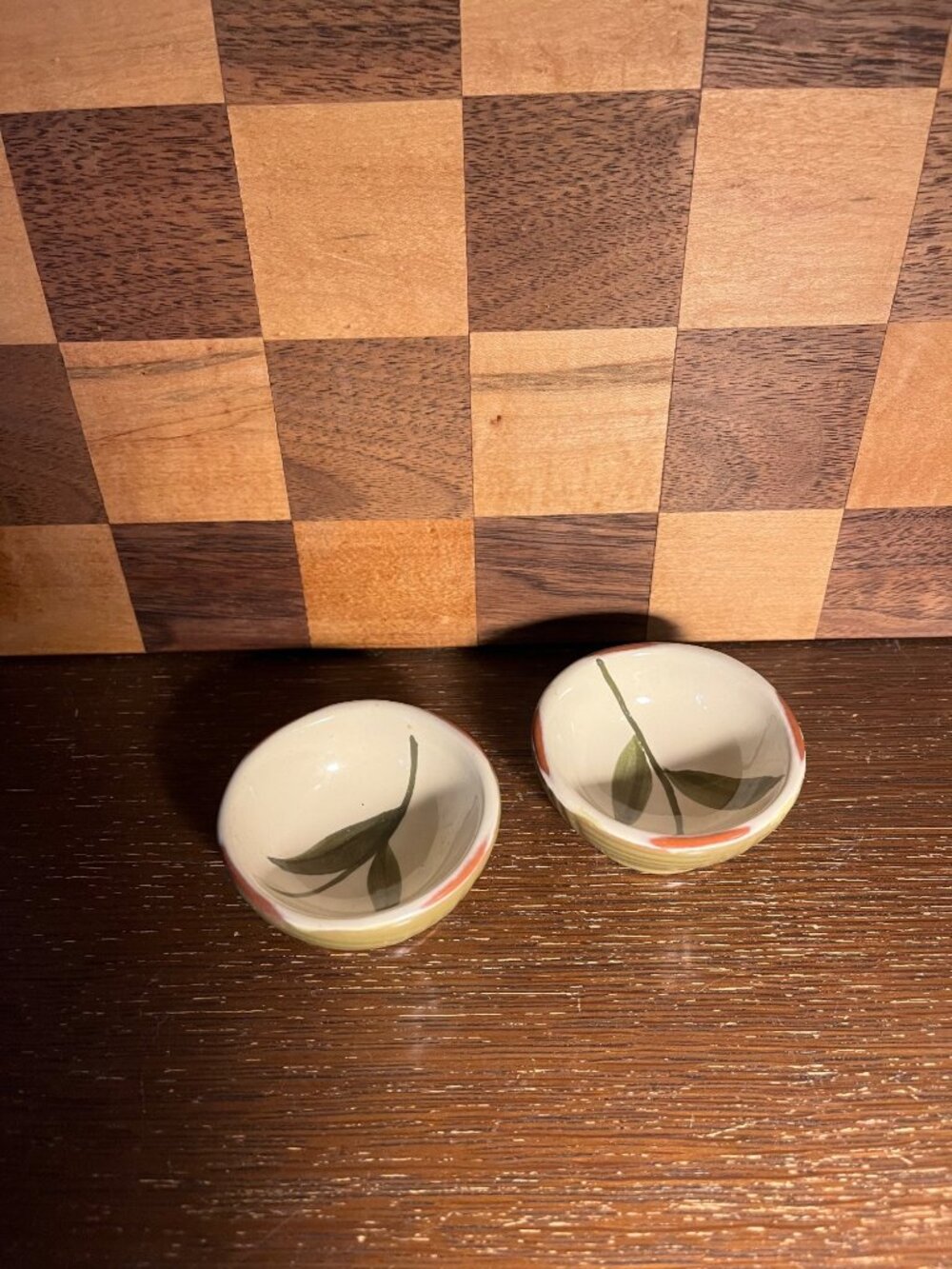 Pair of Olive Dipping Bowls A125